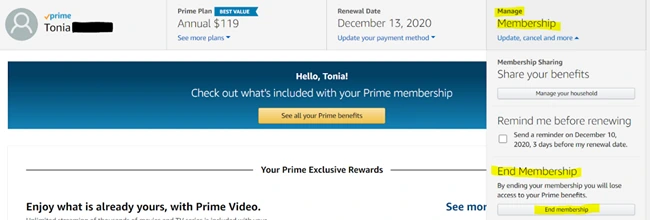 Cancel Twith Prime Instructions - Change Membership